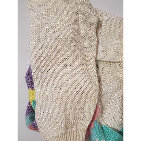 Ginenne VTG 80s Wool Angora Blend Pastel Knit Sweater Womens Size M Crew Neck - Picture 6 of 9